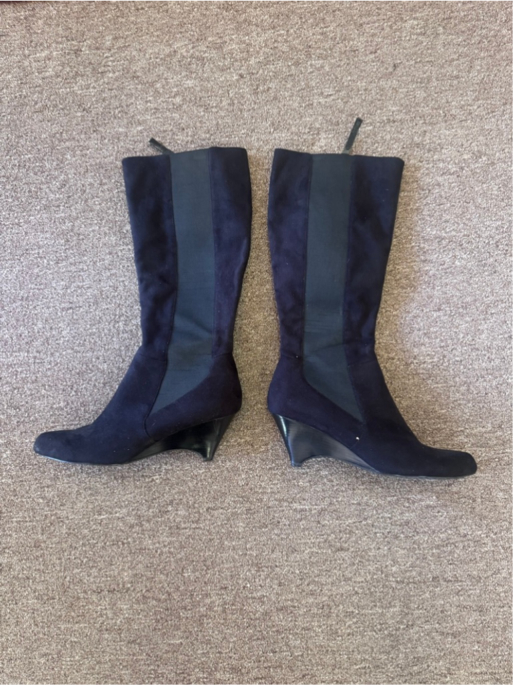 Calvin Klein Black Suede Wedge Boots Size 11